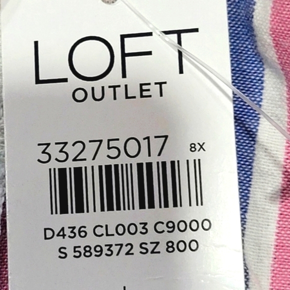 NWT LOFT Large 100% Cotton Stripes Colorful Mini Skirt with Pockets Summer - Picture 6 of 6